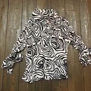 B&W Patterned Blouse with sleeve ties